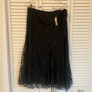 I.N Studio Black Lace Midi Skirt Unconvential Overlay Large Goth Romantic Witchy